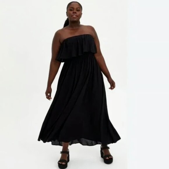 TORRID Maxi Dress Size 5X Challis Strapless Smocked NWT Flowy Lightweight NEW - Picture 1 of 13
